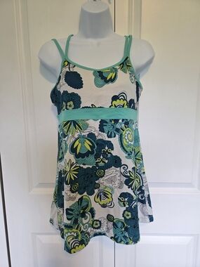Prana Teal & White Floral Tank Dress